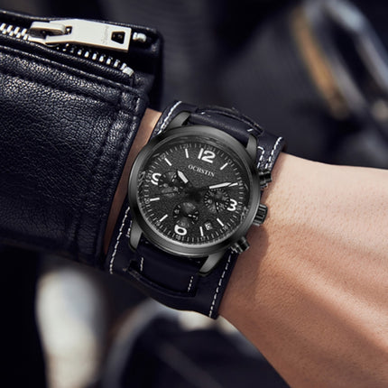 Ochstin 7230 Multifunctional Business Leather Wrist Wrist Waterproof Quartz Watch(Silver+Dark Brown)-garmade.com