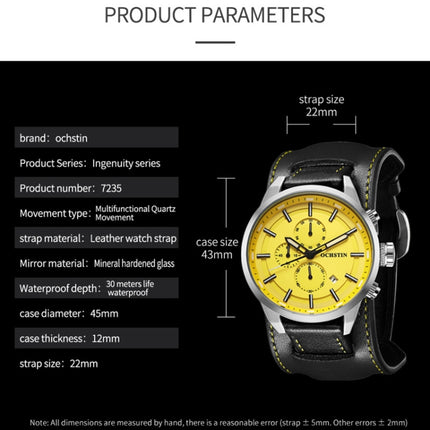 Ochstin 7235 Multifunctional Business Leather Wrist Wrist Waterproof Quartz Watch(Rose Gold+Black)-garmade.com