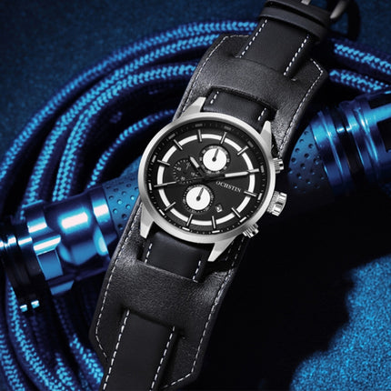 Ochstin 7235 Multifunctional Business Leather Wrist Wrist Waterproof Quartz Watch(Red+Black)-garmade.com