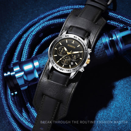 Ochstin 7234 Multifunctional Business Leather Wrist Wrist Waterproof Quartz Watch(Gold+Black)-garmade.com
