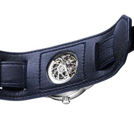 Ochstin 7237 Business Leather Wrist Wrist Waterproof Luminous Skeleton Mechanical Watch(Silver+Black)-garmade.com