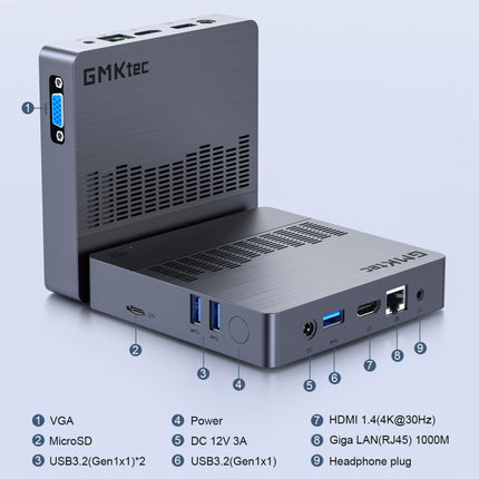 GMK KB8 Windows 11 Home Mini PC, 6GB+128GB, Intel Gemini Lake N4100 Quad Core, Support WiFi & BT(UK Plug)-garmade.com