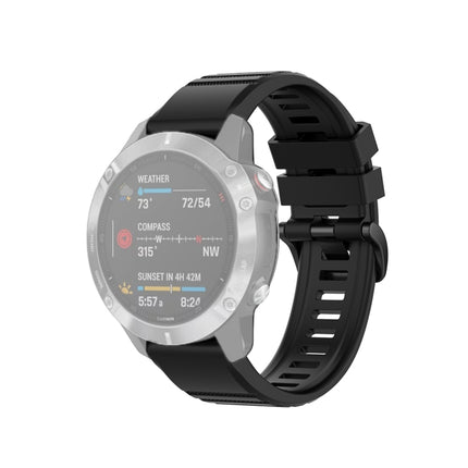 For Garmin Fenix 6 22mm Quick Release Official Texture Wrist Strap Watchband with Plastic Button(Black)-garmade.com