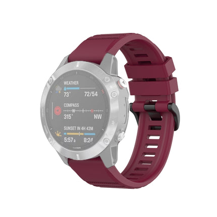 For Garmin Fenix 6 22mm Quick Release Official Texture Wrist Strap Watchband with Plastic Button(Wine Red)-garmade.com