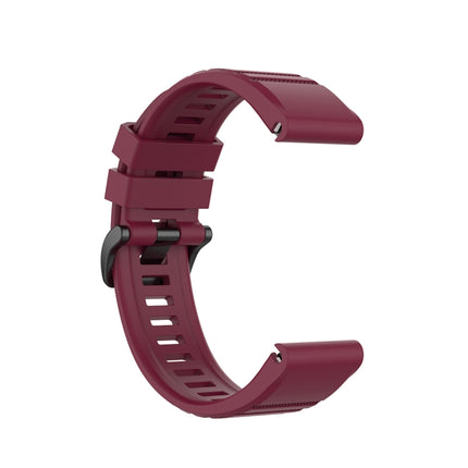 For Garmin Fenix 6 22mm Quick Release Official Texture Wrist Strap Watchband with Plastic Button(Wine Red)-garmade.com