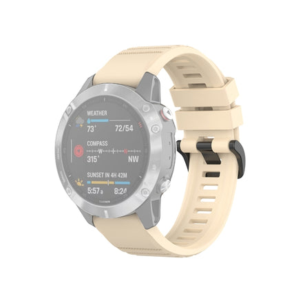 For Garmin Fenix 6 22mm Quick Release Official Texture Wrist Strap Watchband with Plastic Button(Beige)-garmade.com