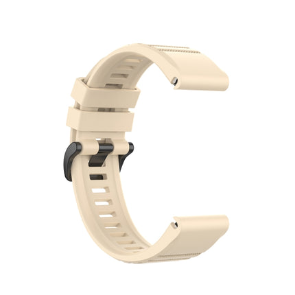 For Garmin Fenix 6 22mm Quick Release Official Texture Wrist Strap Watchband with Plastic Button(Beige)-garmade.com