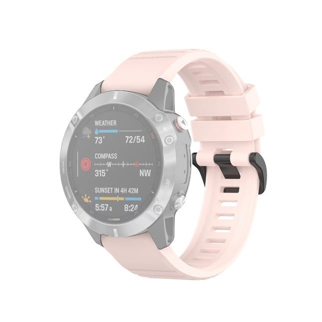 For Garmin Fenix 6 22mm Quick Release Official Texture Wrist Strap Watchband with Plastic Button(Light Pink)-garmade.com