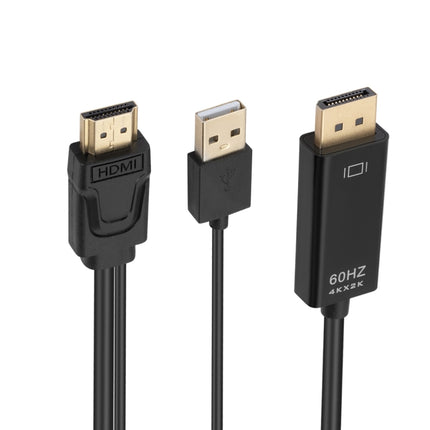 HDMI to USB+DisplayPort Adapter Cable with Power Supply, Length: 1.8m(Black)-garmade.com