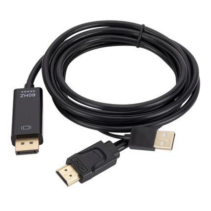 HDMI to USB+DisplayPort Adapter Cable with Power Supply, Length: 1.8m(Black)-garmade.com