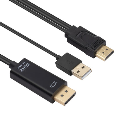 HDMI to USB+DisplayPort Adapter Cable with Power Supply, Length: 1.8m(Black)-garmade.com