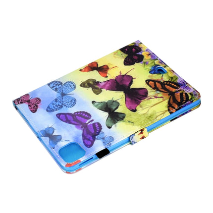 For iPad Pro 11 (2020) Sewing Thread Horizontal Painted Flat Leather Tablet Case with Sleep Function & Pen Cover & Anti Skid Strip & Card Slot & Holder(Colorful Butterfly)-garmade.com
