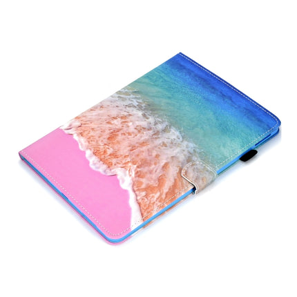 For iPad Pro 11 (2020) Sewing Thread Horizontal Painted Flat Leather Tablet Case with Sleep Function & Pen Cover & Anti Skid Strip & Card Slot & Holder(Ocean)-garmade.com