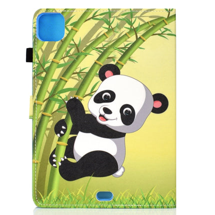 For iPad Pro 11 (2020) Sewing Thread Horizontal Painted Flat Leather Tablet Case with Sleep Function & Pen Cover & Anti Skid Strip & Card Slot & Holder(Panda)-garmade.com