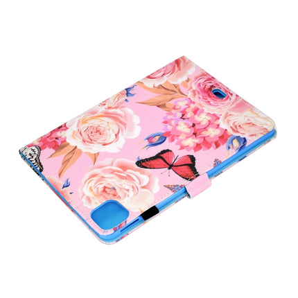 For iPad Pro 11 (2020) Sewing Thread Horizontal Painted Flat Leather Tablet Case with Sleep Function & Pen Cover & Anti Skid Strip & Card Slot & Holder(Flower Butterfly)-garmade.com
