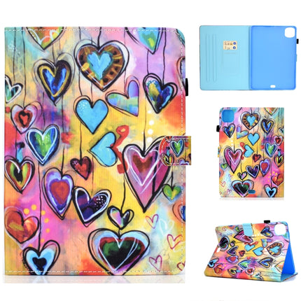 For iPad Pro 11 (2020) Sewing Thread Horizontal Painted Flat Leather Tablet Case with Sleep Function & Pen Cover & Anti Skid Strip & Card Slot & Holder(Love)-garmade.com