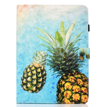 For iPad Pro 11 (2020) Sewing Thread Horizontal Painted Flat Leather Tablet Case with Sleep Function & Pen Cover & Anti Skid Strip & Card Slot & Holder(Pineapple)-garmade.com