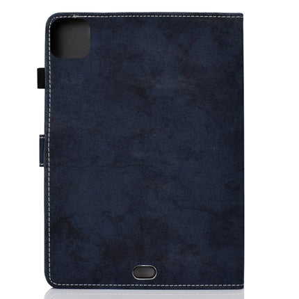 For iPad Pro 11 (2020) Sewing Thread Horizontal Solid Color Flat Leather Tablet Case with Sleep Function & Pen Cover & Anti Skid Strip & Card Slot & Holder(Navy)-garmade.com