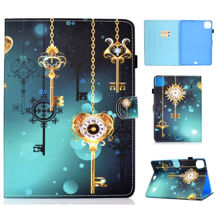 For iPad Pro 11 (2020) Sewing Thread Horizontal Painted Flat Leather Tablet Case with Sleep Function & Pen Cover & Anti Skid Strip & Card Slot & Holder(Antique Clock)-garmade.com