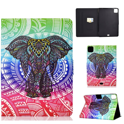 For iPad Pro 11 (2020) Electric Sewing Thread Horizontal Painted TPU Flat Leather Tablet Case with Sleep Function & Pen Cover & Anti Skid Strip & Card Slot & Holder(Elephant)-garmade.com