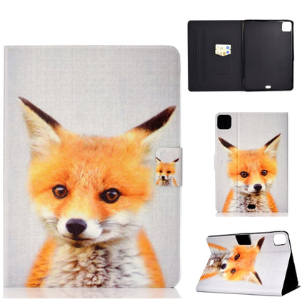 For iPad Pro 11 (2020) Electric Sewing Thread Horizontal Painted TPU Flat Leather Tablet Case with Sleep Function & Pen Cover & Anti Skid Strip & Card Slot & Holder(Fox)-garmade.com
