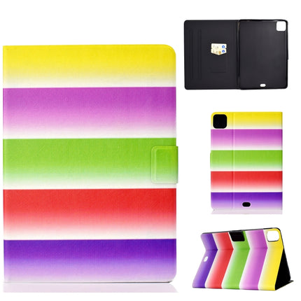 For iPad Pro 11 (2020) Electric Sewing Thread Horizontal Painted TPU Flat Leather Tablet Case with Sleep Function & Pen Cover & Anti Skid Strip & Card Slot & Holder(Rainbow)-garmade.com