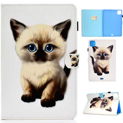 For iPad Pro 11 (2020) Sewing Thread Horizontal Painted Flat Leather Tablet Case with Sleep Function & Pen Cover & Anti Skid Strip & Card Slot & Holder(Kitten)-garmade.com