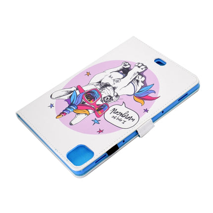 For iPad Pro 11 (2020) Sewing Thread Horizontal Painted Flat Leather Tablet Case with Sleep Function & Pen Cover & Anti Skid Strip & Card Slot & Holder(Unicorn Dog)-garmade.com