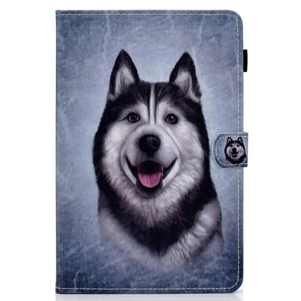 For iPad Pro 11 (2020) Sewing Thread Horizontal Painted Flat Leather Tablet Case with Sleep Function & Pen Cover & Anti Skid Strip & Card Slot & Holder(Husky)-garmade.com