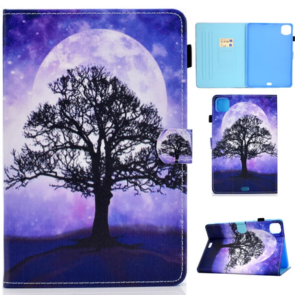 For iPad Pro 11 (2020) Sewing Thread Horizontal Painted Flat Leather Tablet Case with Sleep Function & Pen Cover & Anti Skid Strip & Card Slot & Holder(Life Tree)-garmade.com