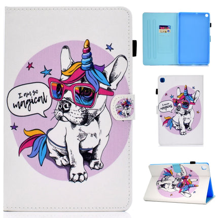 For Galaxy Tab S6 Lite Sewing Thread Horizontal Painted Flat Leather Case with Sleep Function & Pen Cover & Anti Skid Strip & Card Slot & Holder(Unicorn Dog)-garmade.com