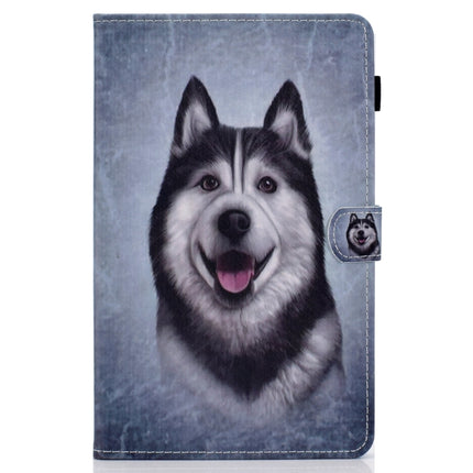 For Galaxy Tab S6 Lite Sewing Thread Horizontal Painted Flat Leather Case with Sleep Function & Pen Cover & Anti Skid Strip & Card Slot & Holder(Husky)-garmade.com