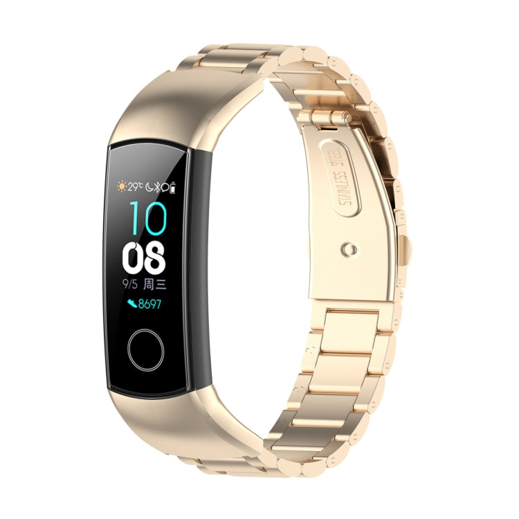 For Huawei Honor Band (CRS-B19) Honor Band (CRS-B19S) Three Beads Steel Wrist Strap Watchband(Champagne)