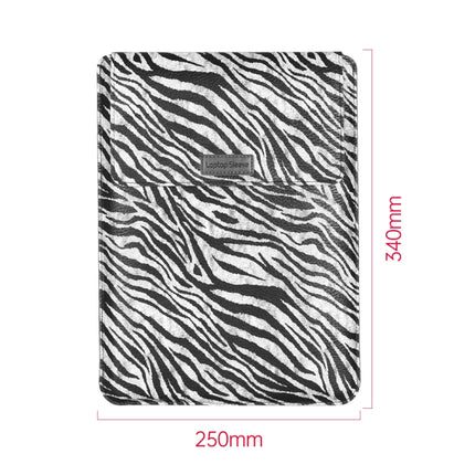 For 14 inch Laptop Zebra Pattern PU Leather Laptop Sleeve Bag-garmade.com