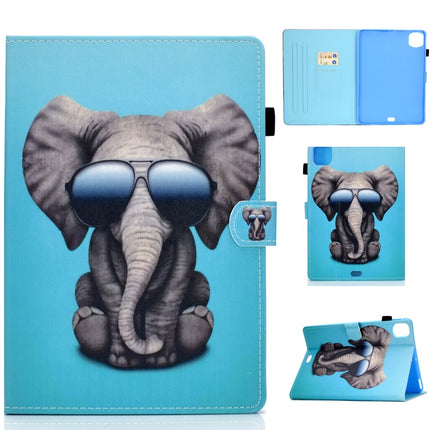 For iPad Pro 11 (2020) Sewing Thread Horizontal Painted Flat Leather Tablet Case with Sleep Function & Pen Cover & Anti Skid Strip & Card Slot & Holder(Glasses Icon)-garmade.com