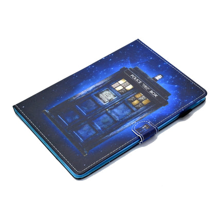 For iPad Pro 11 (2020) Sewing Thread Horizontal Painted Flat Leather Tablet Case with Sleep Function & Pen Cover & Anti Skid Strip & Card Slot & Holder(Police Kiosk)-garmade.com