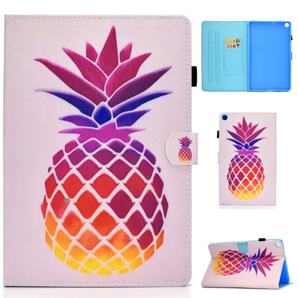 For Galaxy Tab S6 Lite Sewing Thread Horizontal Painted Flat Leather Case with Sleep Function & Pen Cover & Anti Skid Strip & Card Slot & Holder(Pink Pineapple)-garmade.com