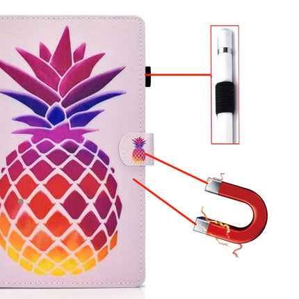 For Galaxy Tab S6 Lite Sewing Thread Horizontal Painted Flat Leather Case with Sleep Function & Pen Cover & Anti Skid Strip & Card Slot & Holder(Pink Pineapple)-garmade.com