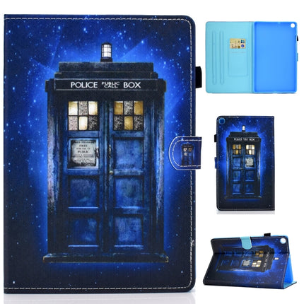 For Galaxy Tab S6 Lite Sewing Thread Horizontal Painted Flat Leather Case with Sleep Function & Pen Cover & Anti Skid Strip & Card Slot & Holder(Police Kiosk)-garmade.com