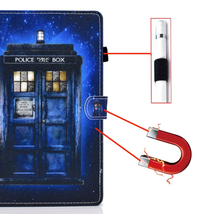 For Galaxy Tab S6 Lite Sewing Thread Horizontal Painted Flat Leather Case with Sleep Function & Pen Cover & Anti Skid Strip & Card Slot & Holder(Police Kiosk)-garmade.com