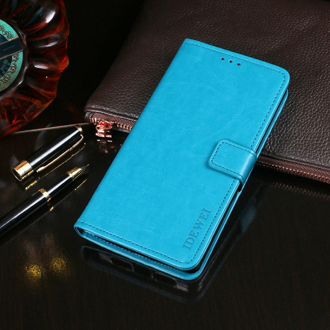idewei For iPhone SE 2020 Crazy Horse Texture Horizontal Flip Leather Case with Holder & Card Slots & Wallet(Sky Blue)-garmade.com