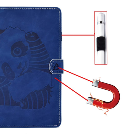 For iPad Pro 11 (2020) Embossing Sewing Thread Horizontal Painted Flat Leather Tablet Case with Sleep Function & Pen Cover & Anti Skid Strip & Card Slot & Holder(Blue)-garmade.com