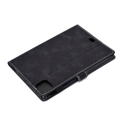 For iPad Pro 11 (2020) Embossing Sewing Thread Horizontal Painted Flat Leather Tablet Case with Sleep Function & Pen Cover & Anti Skid Strip & Card Slot & Holder(Black)-garmade.com