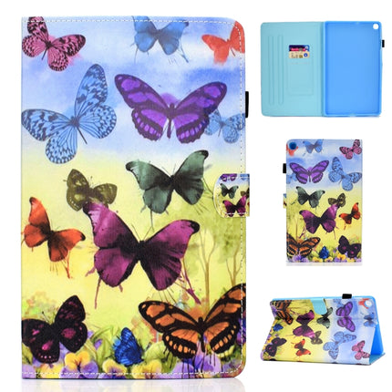 For Galaxy Tab S6 Lite Sewing Thread Horizontal Painted Flat Leather Case with Pen Cover & Anti Skid Strip & Card Slot & Holder(Colorful Butterfly)-garmade.com