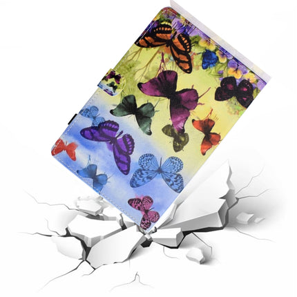 For Galaxy Tab S6 Lite Sewing Thread Horizontal Painted Flat Leather Case with Pen Cover & Anti Skid Strip & Card Slot & Holder(Colorful Butterfly)-garmade.com