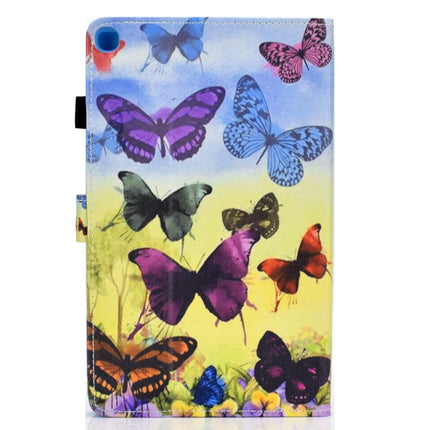 For Galaxy Tab S6 Lite Sewing Thread Horizontal Painted Flat Leather Case with Pen Cover & Anti Skid Strip & Card Slot & Holder(Colorful Butterfly)-garmade.com