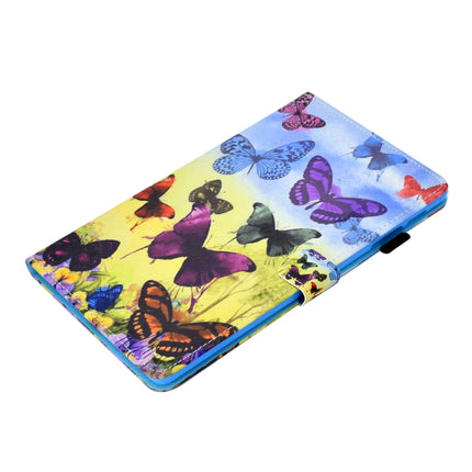 For Galaxy Tab S6 Lite Sewing Thread Horizontal Painted Flat Leather Case with Pen Cover & Anti Skid Strip & Card Slot & Holder(Colorful Butterfly)-garmade.com