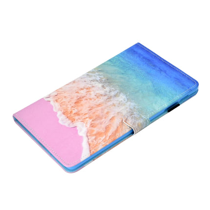 For Galaxy Tab S6 Lite Sewing Thread Horizontal Painted Flat Leather Case with Pen Cover & Anti Skid Strip & Card Slot & Holder(Ocean)-garmade.com