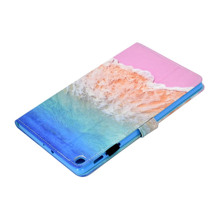 For Galaxy Tab S6 Lite Sewing Thread Horizontal Painted Flat Leather Case with Pen Cover & Anti Skid Strip & Card Slot & Holder(Ocean)-garmade.com
