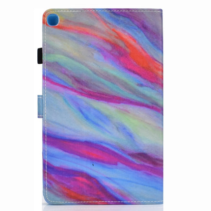 For Galaxy Tab S6 Lite Sewing Thread Horizontal Painted Flat Leather Case with Pen Cover & Anti Skid Strip & Card Slot & Holder(Colorful Marble)-garmade.com
